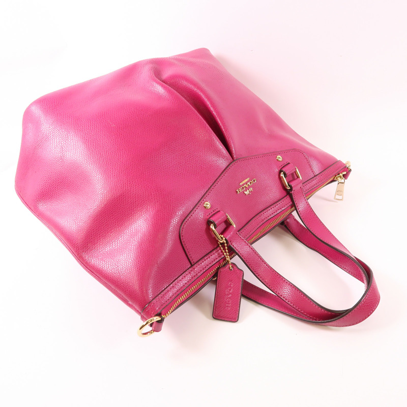 COACH 牛皮皮革2 Way Shoulder金扣手挽肩背兩用袋-7