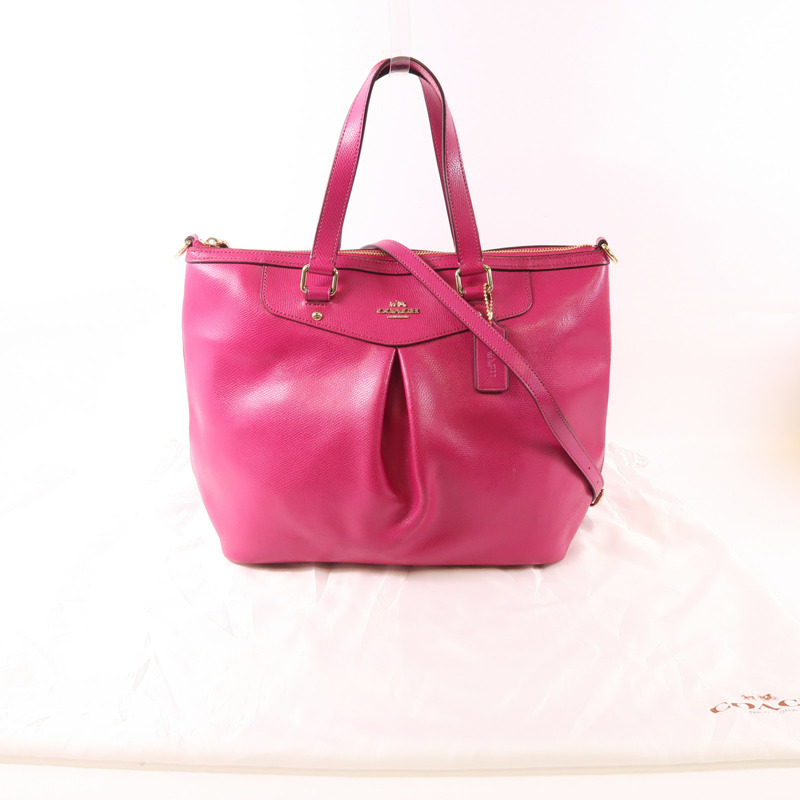 COACH 牛皮皮革2 Way Shoulder金扣手挽肩背兩用袋-9