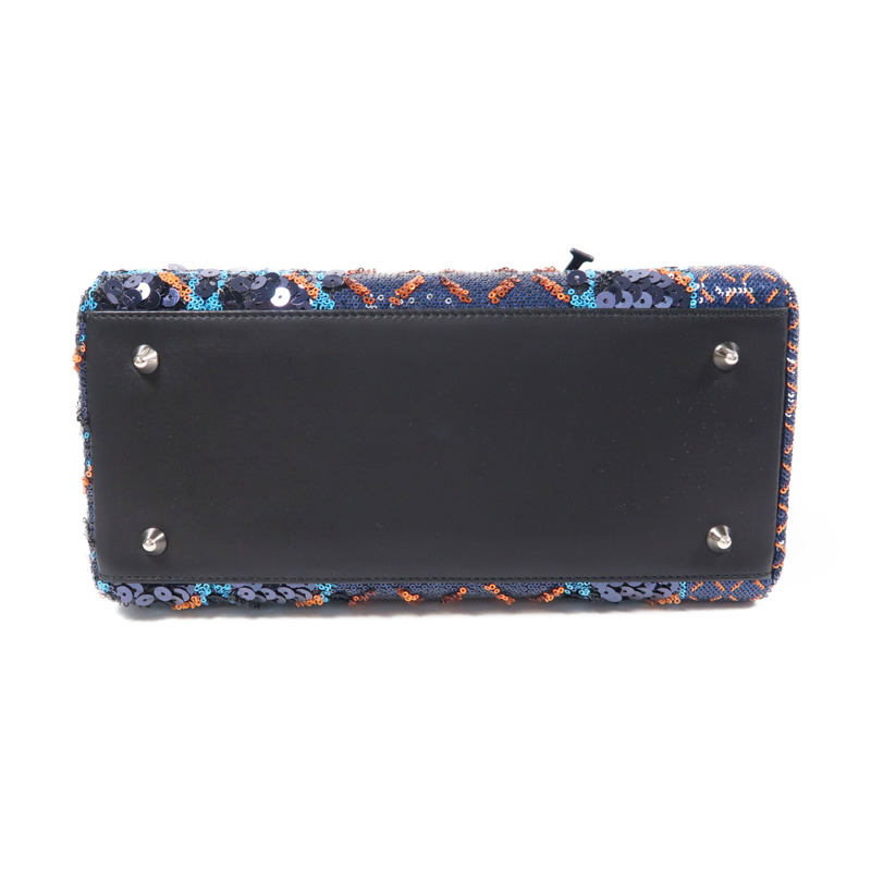 Dior 珠片/羊皮皮革Lady Dior Medium銀扣手挽肩背兩用袋-3