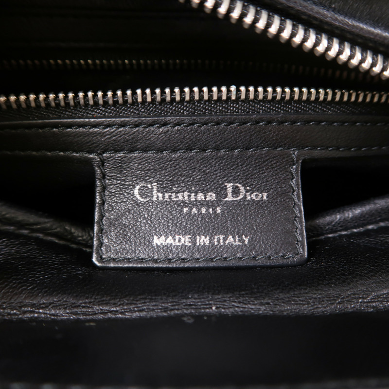 Dior 珠片/羊皮皮革Lady Dior Medium銀扣手挽肩背兩用袋-5