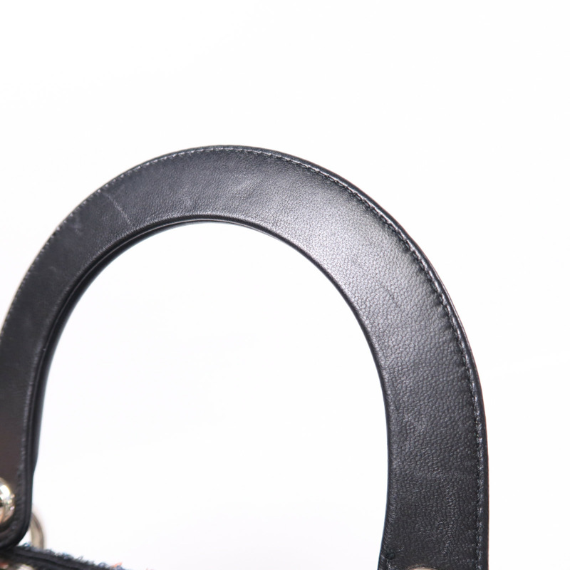 Dior 珠片/羊皮皮革Lady Dior Medium銀扣手挽肩背兩用袋-16