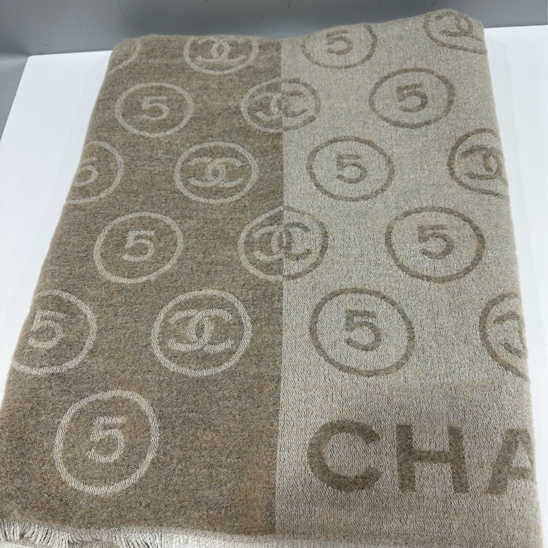 CHANEL AAA632B 咖拼駝色五號Chanel圍巾 73x188公分-1