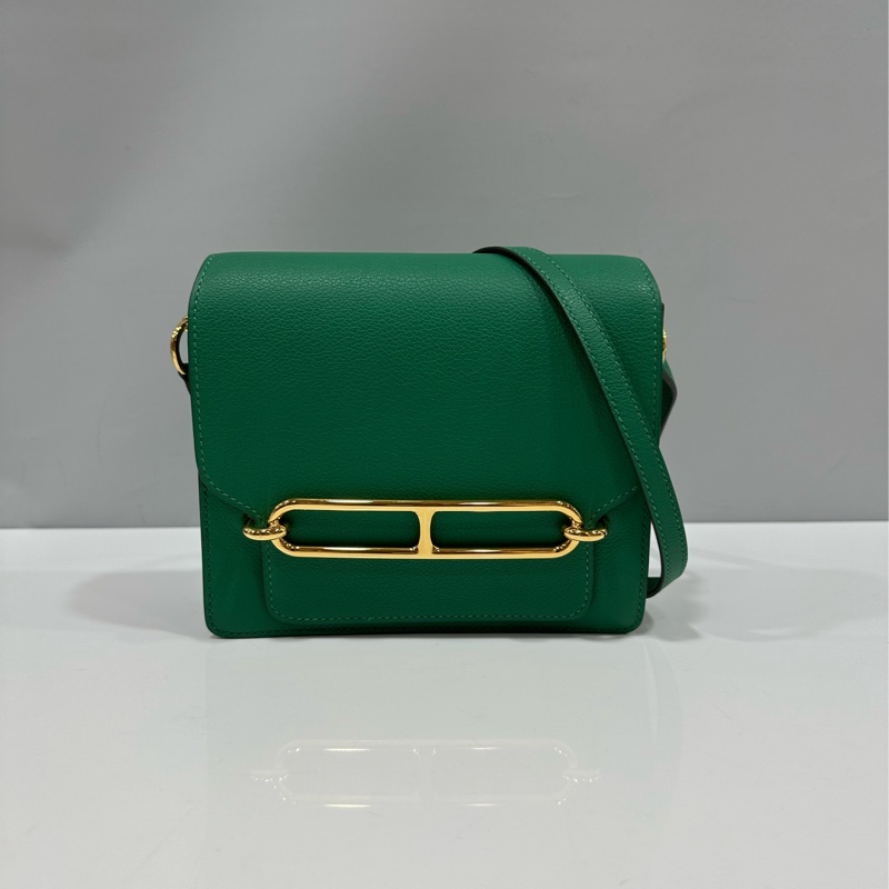HERMES 孔雀綠ROULIS MINI 18 A刻 斜背包-0