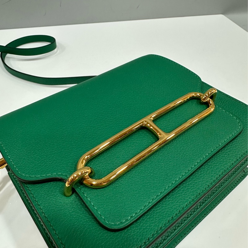 HERMES 孔雀綠ROULIS MINI 18 A刻 斜背包-1