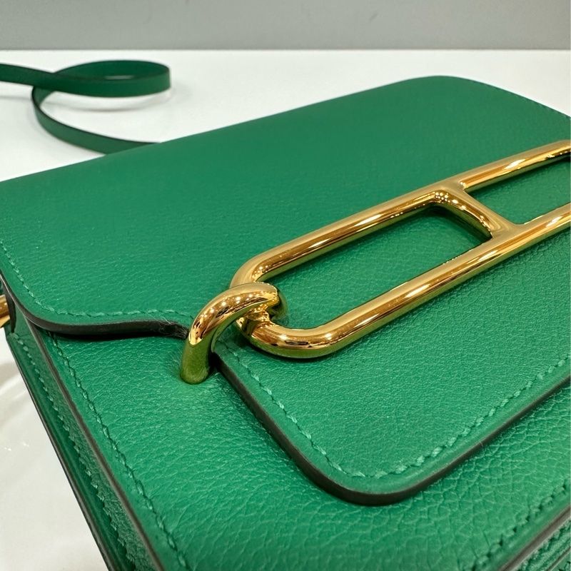 HERMES 孔雀綠ROULIS MINI 18 A刻 斜背包-2