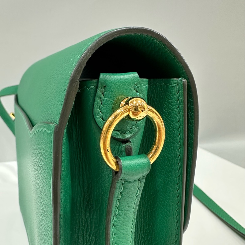 HERMES 孔雀綠ROULIS MINI 18 A刻 斜背包-9