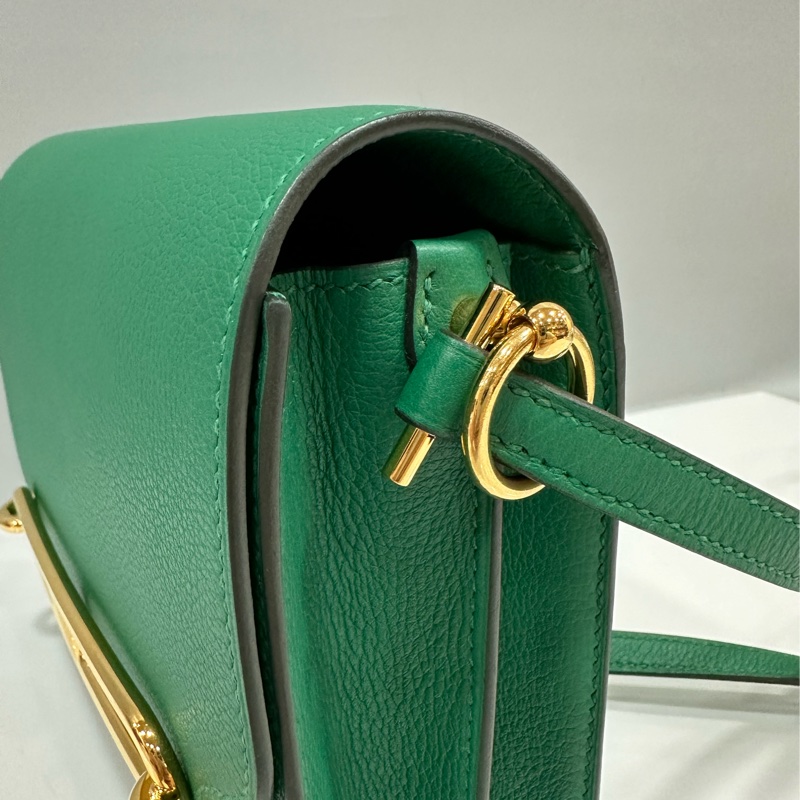 HERMES 孔雀綠ROULIS MINI 18 A刻 斜背包-11