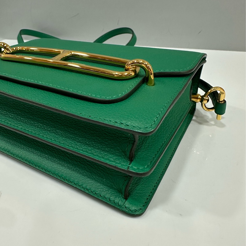 HERMES 孔雀綠ROULIS MINI 18 A刻 斜背包-12