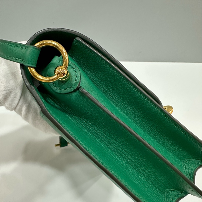HERMES 孔雀綠ROULIS MINI 18 A刻 斜背包-17