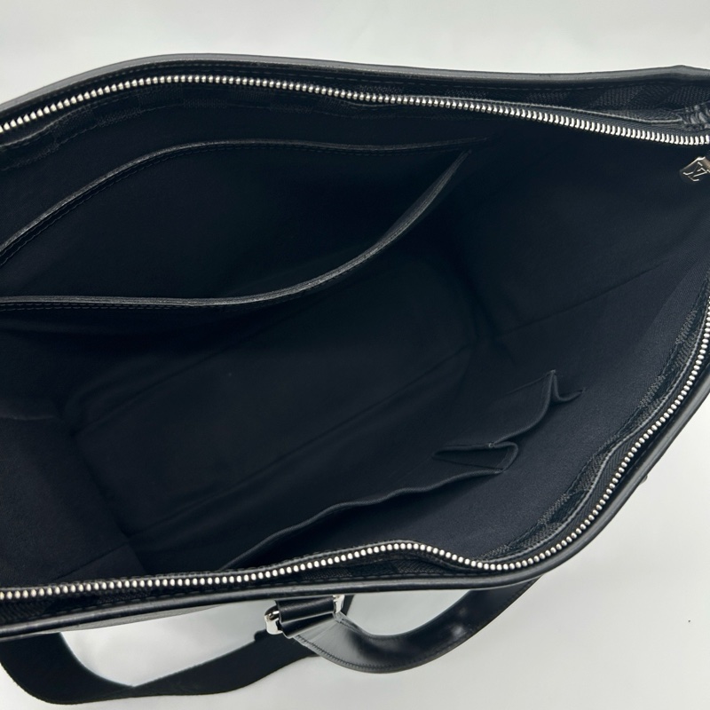 「JL精品代購」9新 louis vuitton 2way黑銀棋盤格男士斜背托特包-5