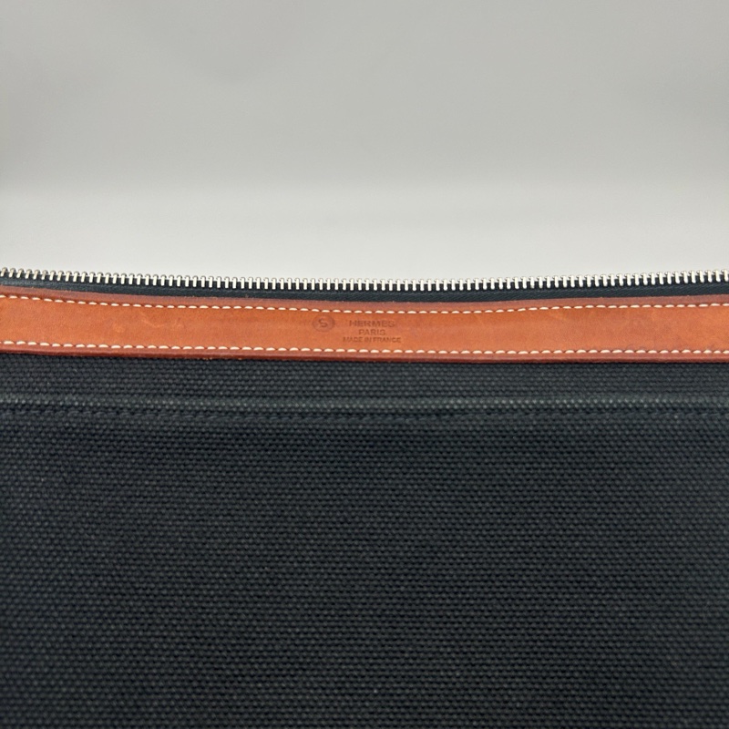 「JL精品代購」9新 hermes愛馬仕帆布拼皮托特單肩包-10