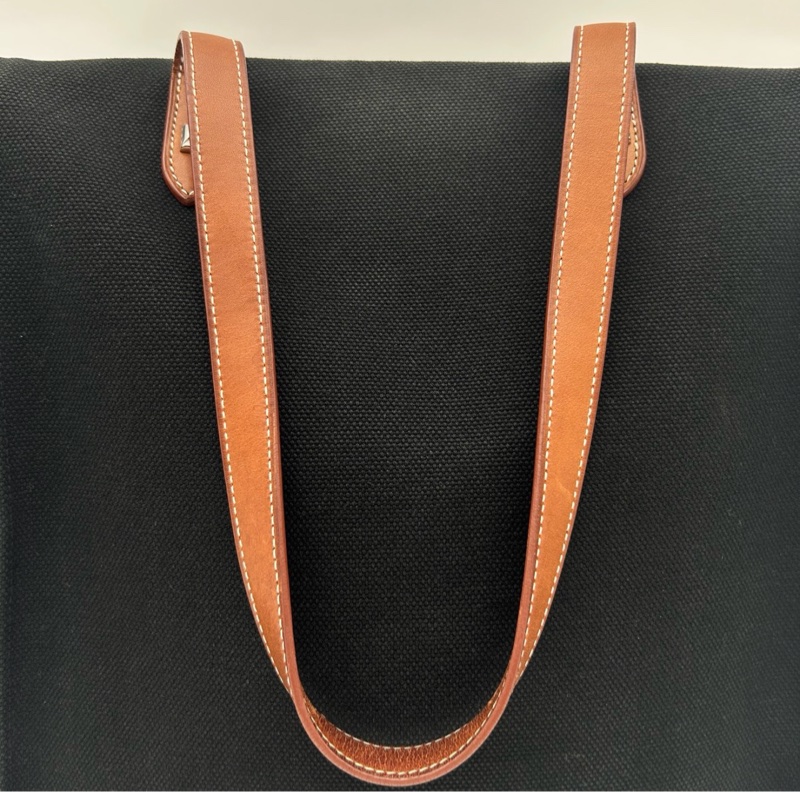 「JL精品代購」9新 hermes愛馬仕帆布拼皮托特單肩包-16