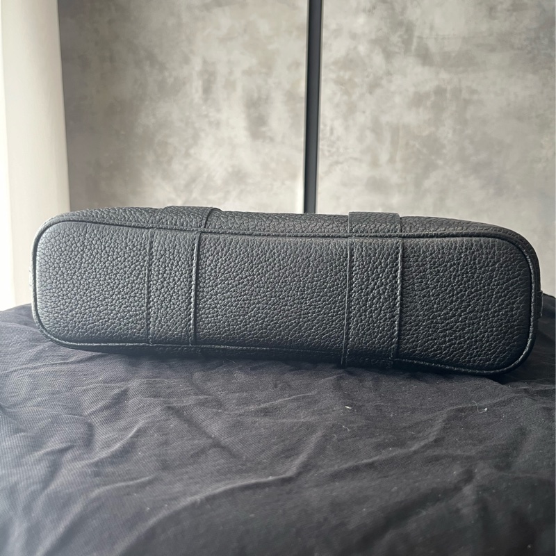 愛馬仕Garden File，黑色皮配帆布，銀釦，大全配-7