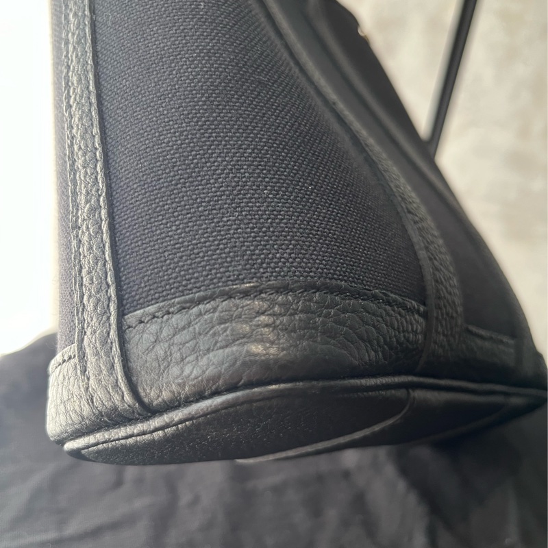 愛馬仕Garden File，黑色皮配帆布，銀釦，大全配-18