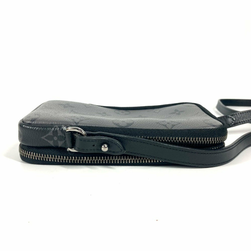 LOUIS VUITTON M69534 Monogram Eclipse 雙手機袋、手拿包、斜背包、肩背包、帆布、男款、女款、黑色-2