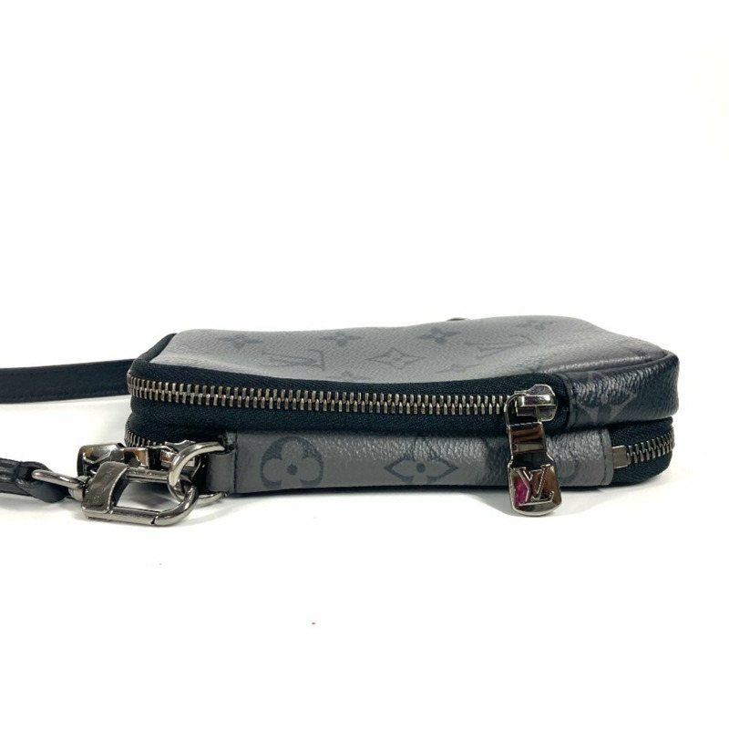 LOUIS VUITTON M69534 Monogram Eclipse 雙手機袋、手拿包、斜背包、肩背包、帆布、男款、女款、黑色-3