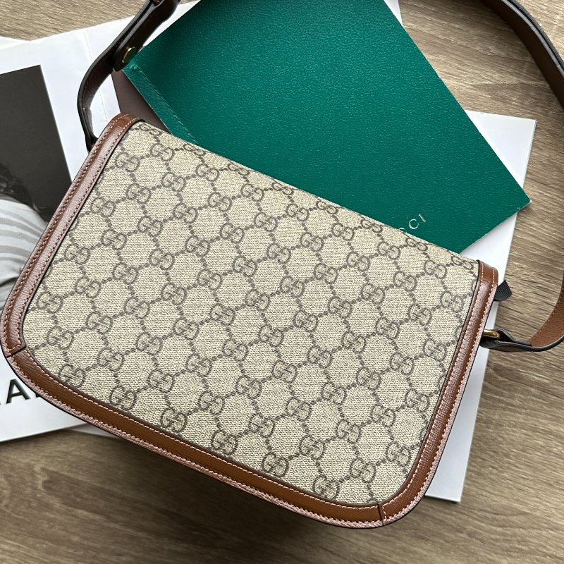 Gucci 602204 肖戰同款 1955 Horsebit 小號 棕色x帆布 馬鞍包 肩背包 側背包-3
