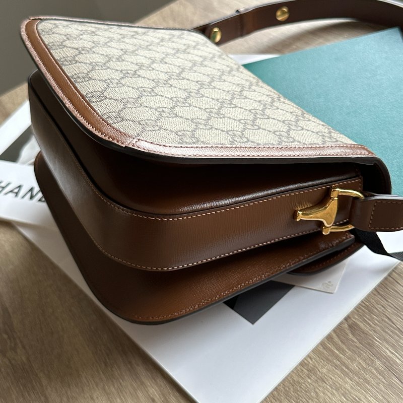 Gucci 602204 肖戰同款 1955 Horsebit 小號 棕色x帆布 馬鞍包 肩背包 側背包-4