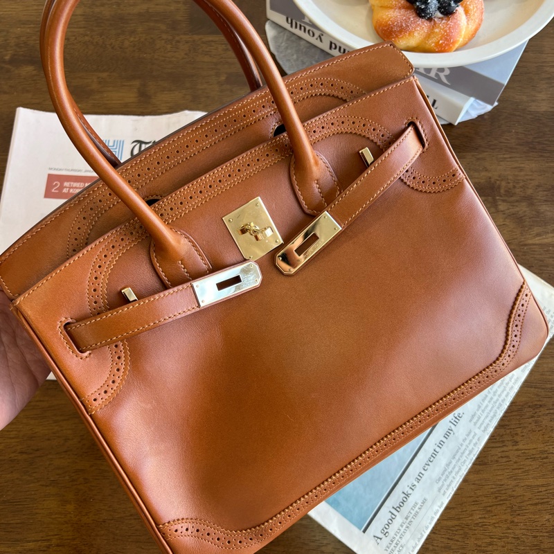 Hermes愛馬仕 Ghillies Caramel Birkin 30 焦糖色 限量 蕾絲系列 Tad皮-0