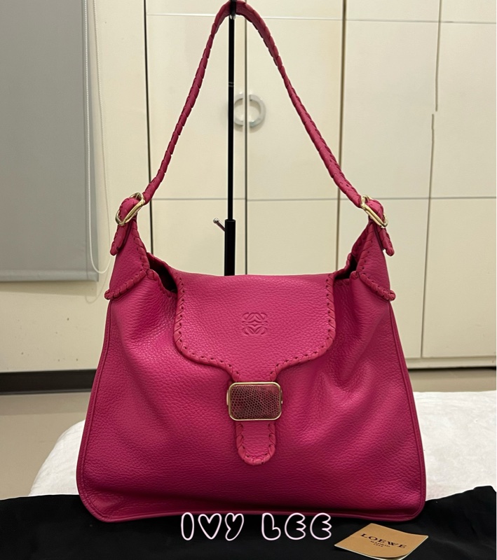 LOEWE Granada Anagram 單肩包 手提包 桃粉皮革 正品 二手精品-0