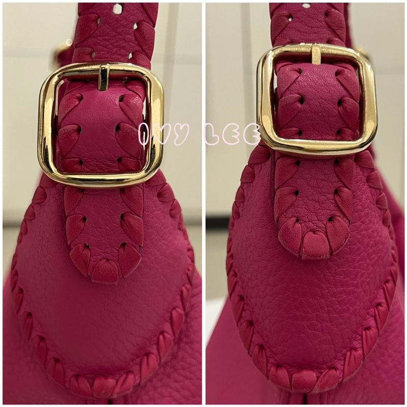 LOEWE Granada Anagram 單肩包 手提包 桃粉皮革 正品 二手精品-11