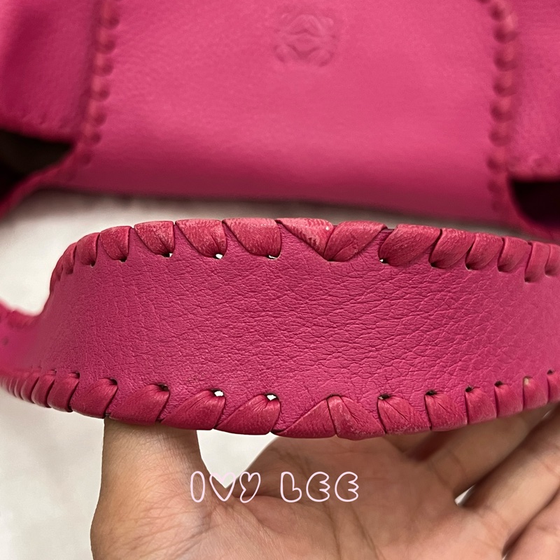 LOEWE Granada Anagram 單肩包 手提包 桃粉皮革 正品 二手精品-15