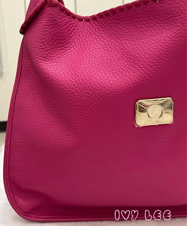 LOEWE Granada Anagram 單肩包 手提包 桃粉皮革 正品 二手精品-21