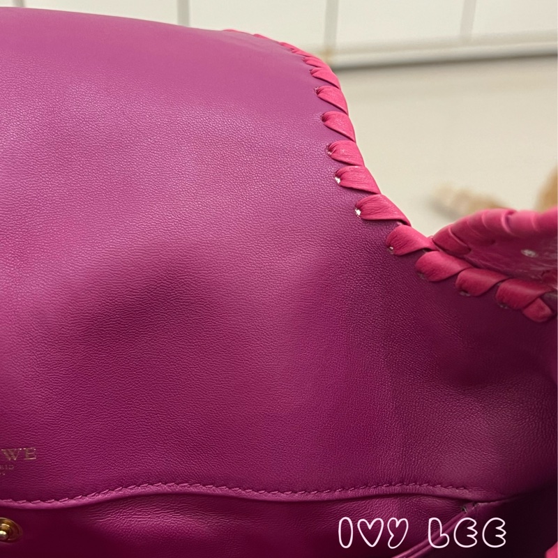 LOEWE Granada Anagram 單肩包 手提包 桃粉皮革 正品 二手精品-25