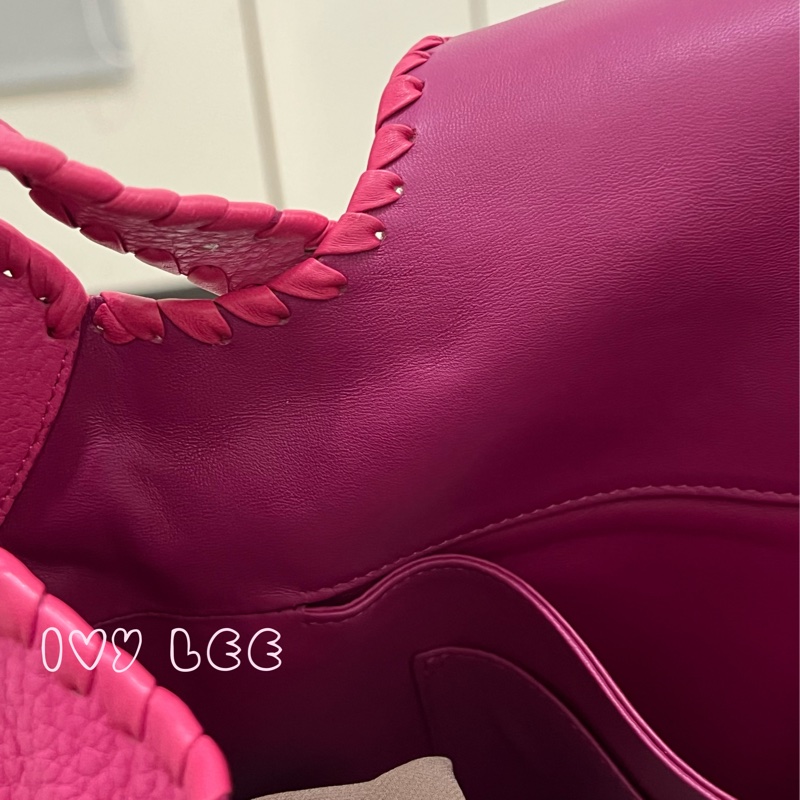 LOEWE Granada Anagram 單肩包 手提包 桃粉皮革 正品 二手精品-26