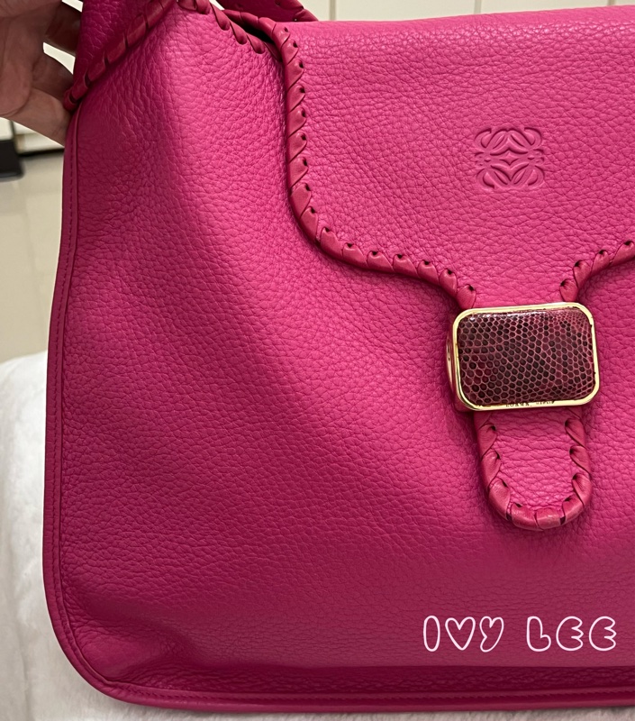 LOEWE Granada Anagram 單肩包 手提包 桃粉皮革 正品 二手精品-28