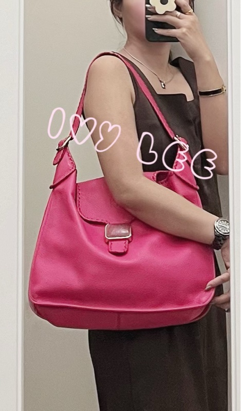 LOEWE Granada Anagram 單肩包 手提包 桃粉皮革 正品 二手精品-30