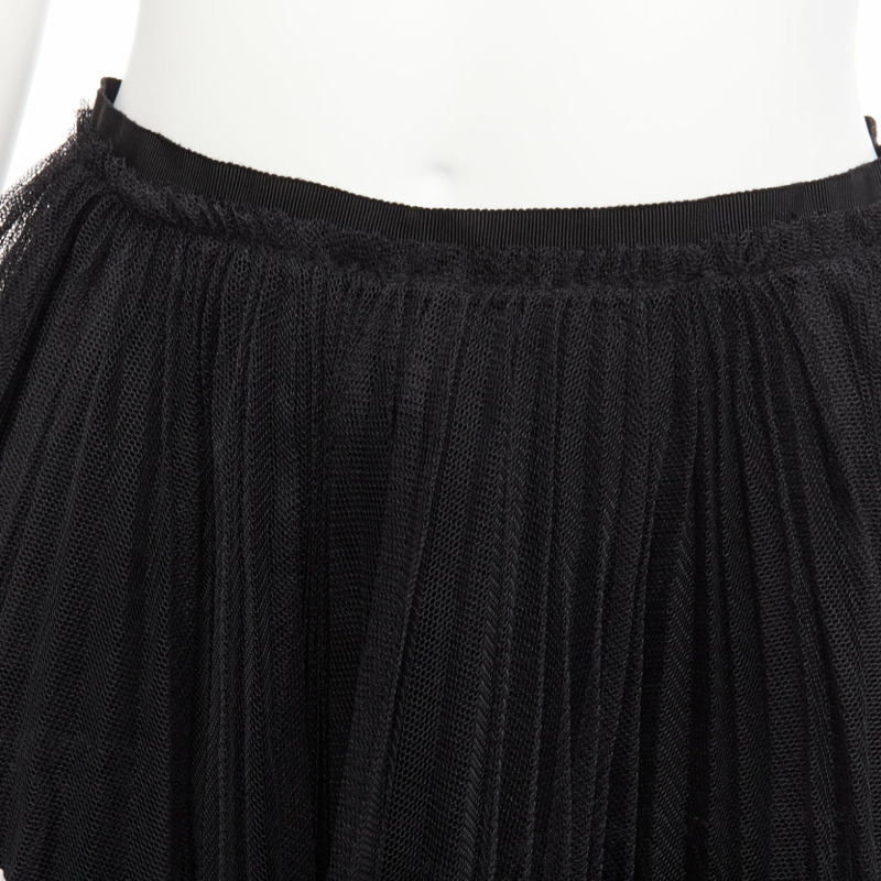 RED VALENTINO 2022 black tiered white stripe tulle pleated mini skirt IT38 XS-6