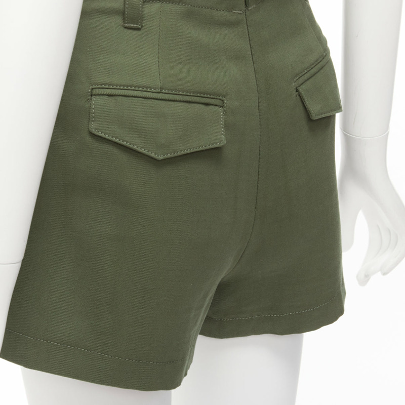 RED VALENTINO 2020 khaki cotton virgin wool high waisted cargp shorts IT36 XXS-1