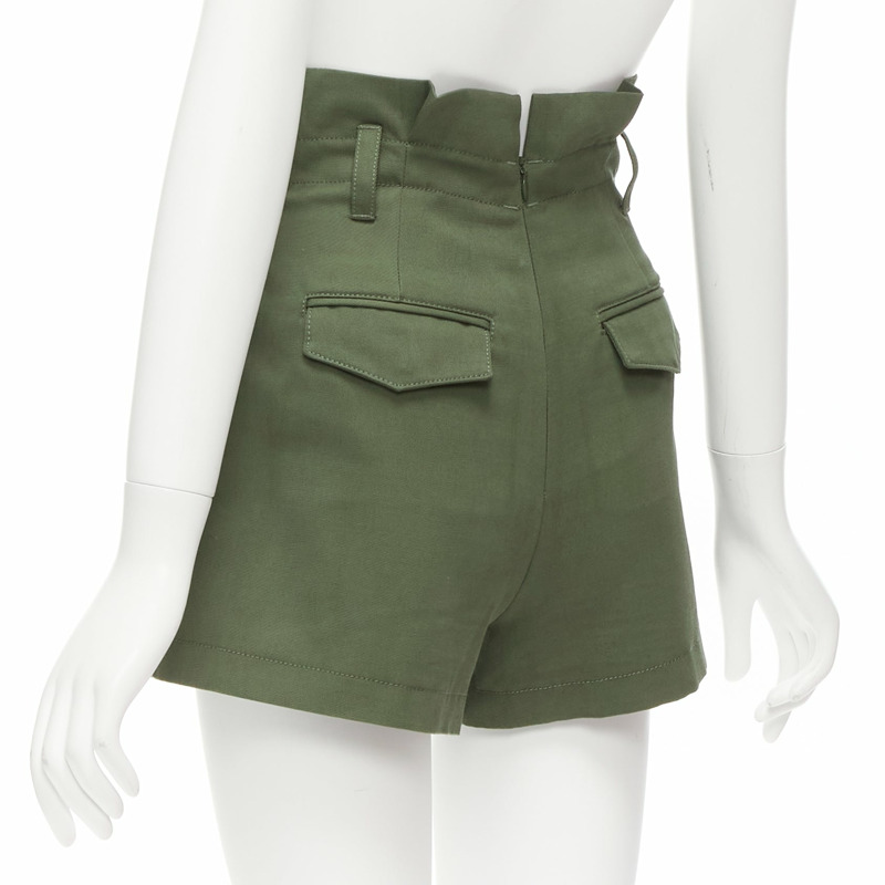 RED VALENTINO 2020 khaki cotton virgin wool high waisted cargp shorts IT36 XXS-5