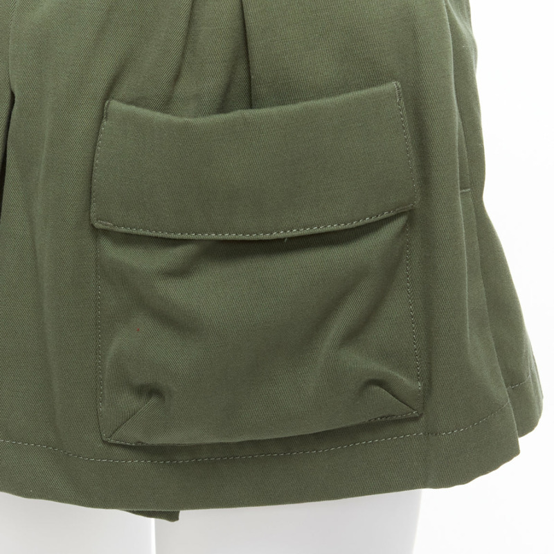 RED VALENTINO 2020 khaki cotton virgin wool high waisted cargp shorts IT36 XXS-6