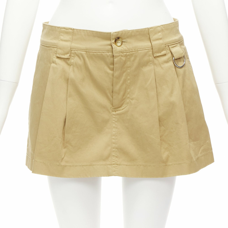 RED VALENTINO beige cotton silver D ring pleated safari skorts IT38 XS-0