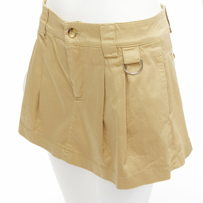 RED VALENTINO beige cotton silver D ring pleated safari skorts IT38 XS-1