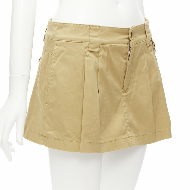 RED VALENTINO beige cotton silver D ring pleated safari skorts IT38 XS-2