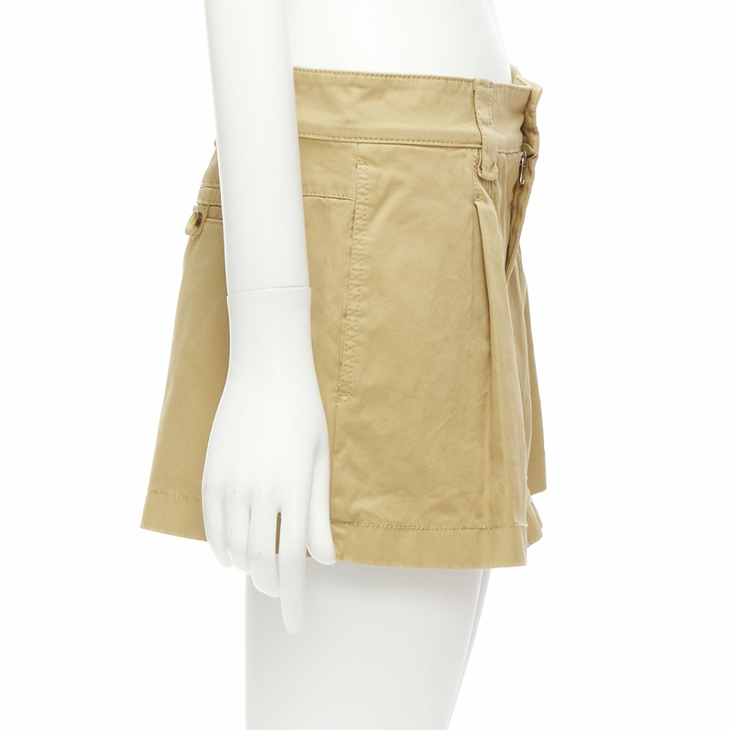 RED VALENTINO beige cotton silver D ring pleated safari skorts IT38 XS-3