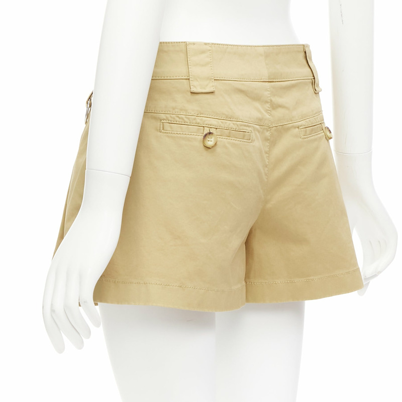 RED VALENTINO beige cotton silver D ring pleated safari skorts IT38 XS-5