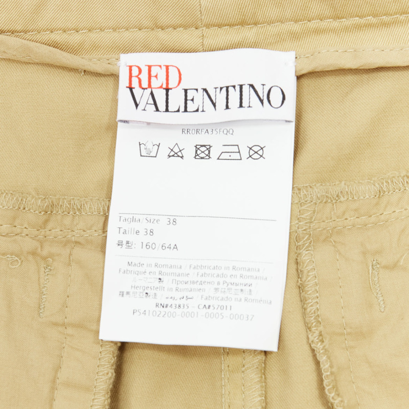 RED VALENTINO beige cotton silver D ring pleated safari skorts IT38 XS-7