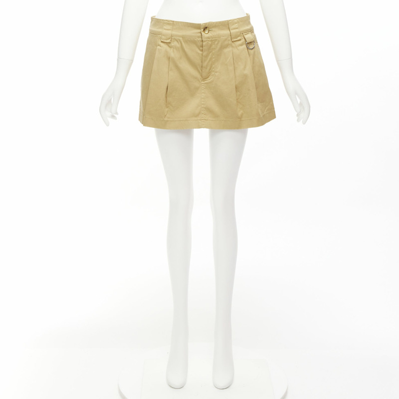 RED VALENTINO beige cotton silver D ring pleated safari skorts IT38 XS-8