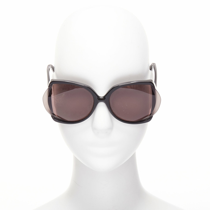 YVES SAINT LAURENT YSL6328S black flared out lens logo side square sunglasses-2