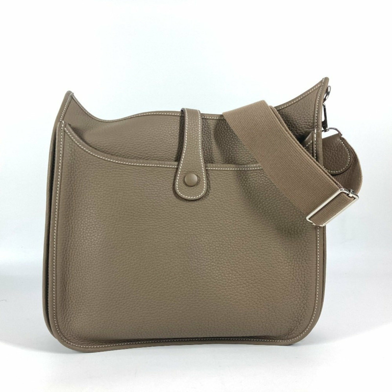 HERMES 愛馬仕 Evelyn 3 GM 包 H 穿孔標誌斜背包單肩包 Taurillon Clemence 男款女 Etoupe 米色-1