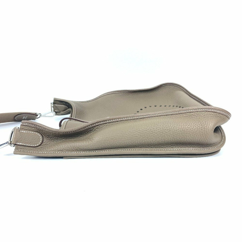 HERMES 愛馬仕 Evelyn 3 GM 包 H 穿孔標誌斜背包單肩包 Taurillon Clemence 男款女 Etoupe 米色-3