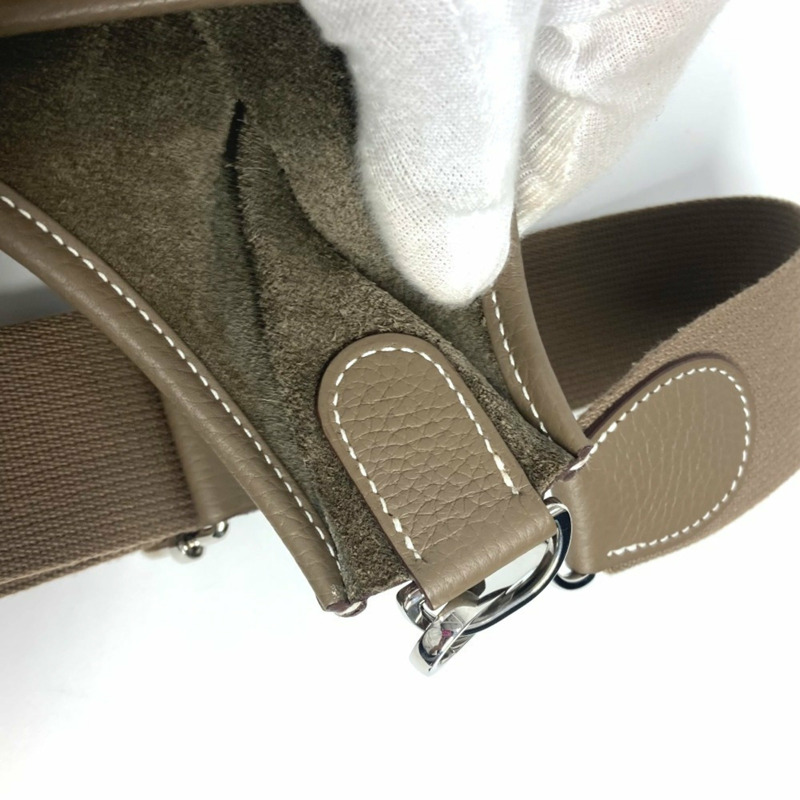 HERMES 愛馬仕 Evelyn 3 GM 包 H 穿孔標誌斜背包單肩包 Taurillon Clemence 男款女 Etoupe 米色-16