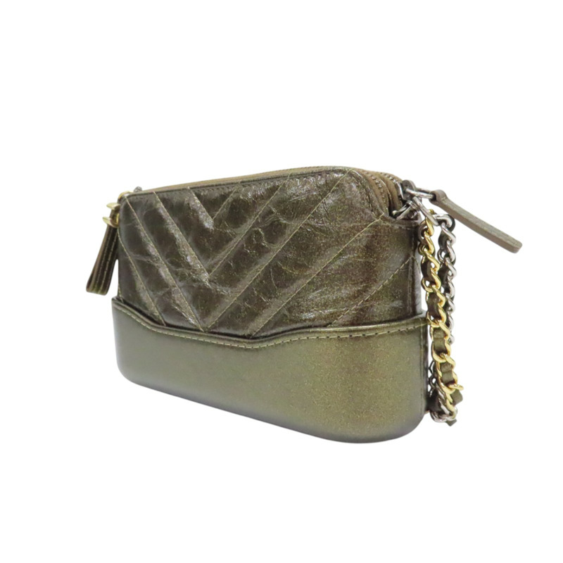 金色皮革 Small Gabrielle Clutch 鍊帶肩背包 流浪包 無卡 A94505-2