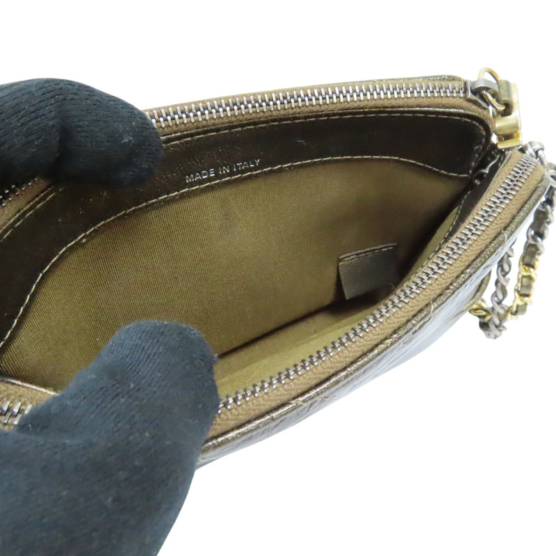 金色皮革 Small Gabrielle Clutch 鍊帶肩背包 流浪包 無卡 A94505-4