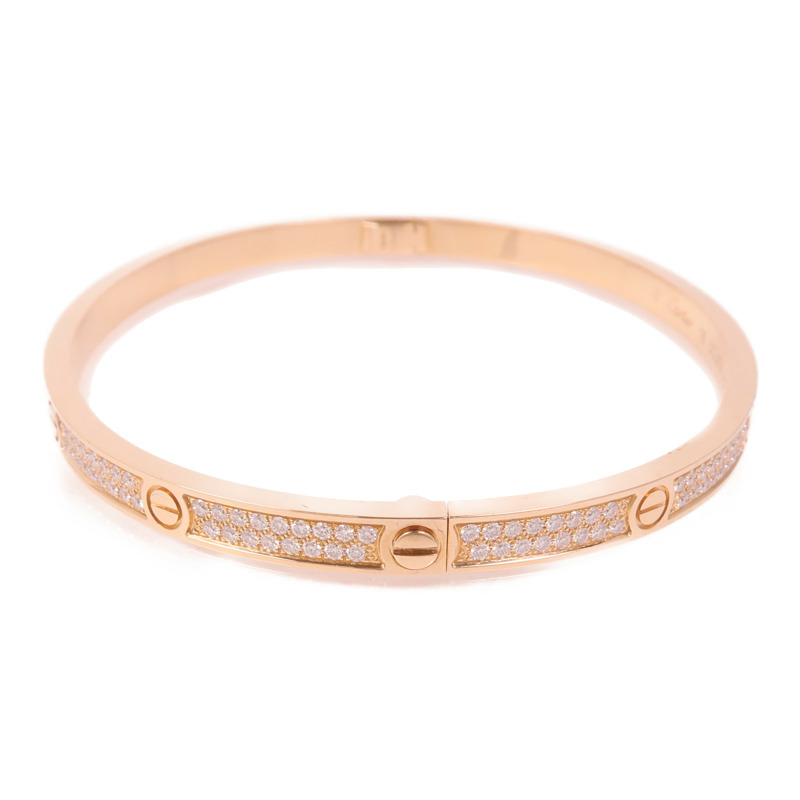 CARTIER 18K玫瑰金Love Bracelet Diamonds鑽石手鐲Cartier#18-1
