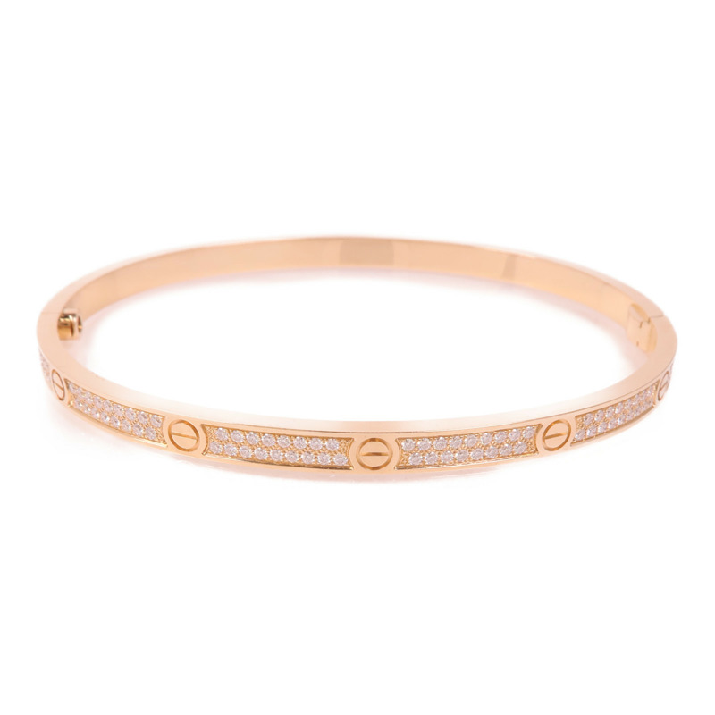 CARTIER 18K玫瑰金Love Bracelet Diamonds鑽石手鐲Cartier#18-2